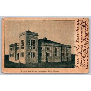 Postcard Kansas Hays State Normal Gymnasium School Posted 1906 KS $15,000